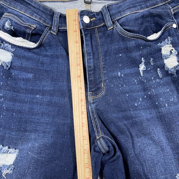 Judy Blue Jeans Womens 14W Blue Boyfriend Fit Distressed Ripped‎ Denim Stretch - Picture 5 of 11